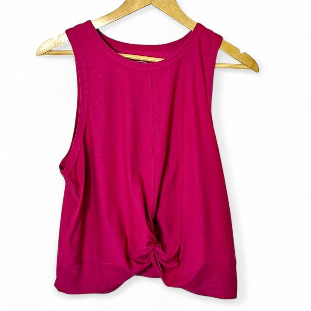 Old Navy Cloud 94 Soft Active Twist-Front Crop Tank Top Fuchsia Size Large